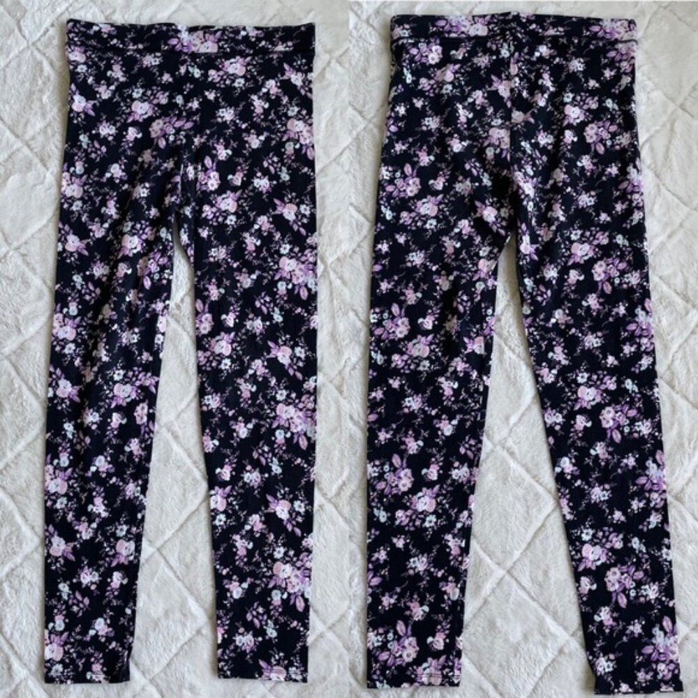 Victoria’s Secret PINK | Black Floral Print Leggings | Size Medium